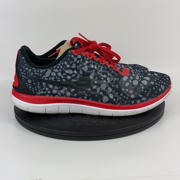 Nike Free 4.0 Print Black/Red/Gray Running Shoes 729818-002 Men's Size 11 - Picture 4 of 14